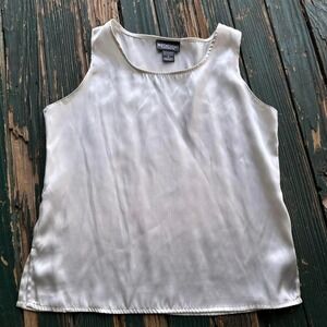 Notations white silk like tank top Size S